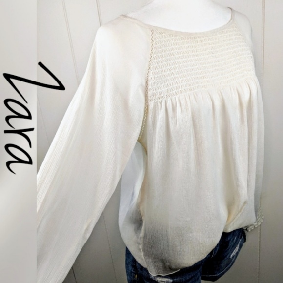 Zara Tops - Zara Basic Collection Ivory Boho Blouse, S